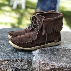 New Suede Chocolate Brown Moccasins Size 6